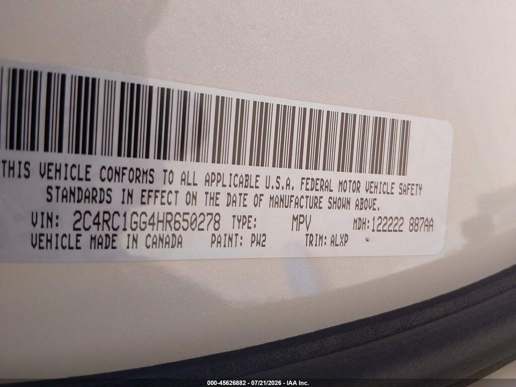 2C4RC1GG4HR650278 2017 CHRYSLER PACIFICA photo no. 9