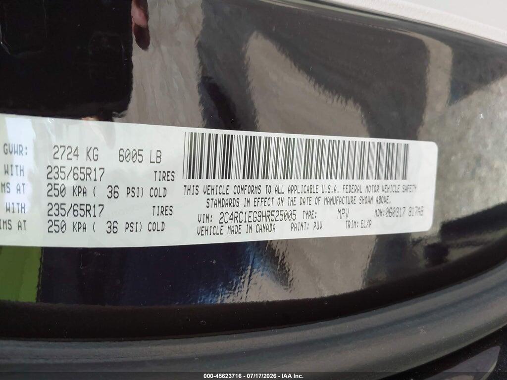 2C4RC1EG9HR525005 2017 CHRYSLER PACIFICA photo no. 9