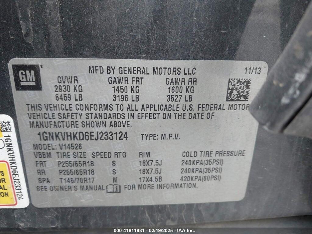1GNKVHKD6EJ233124 2014 CHEVROLET TRAVERSE photo no. 9