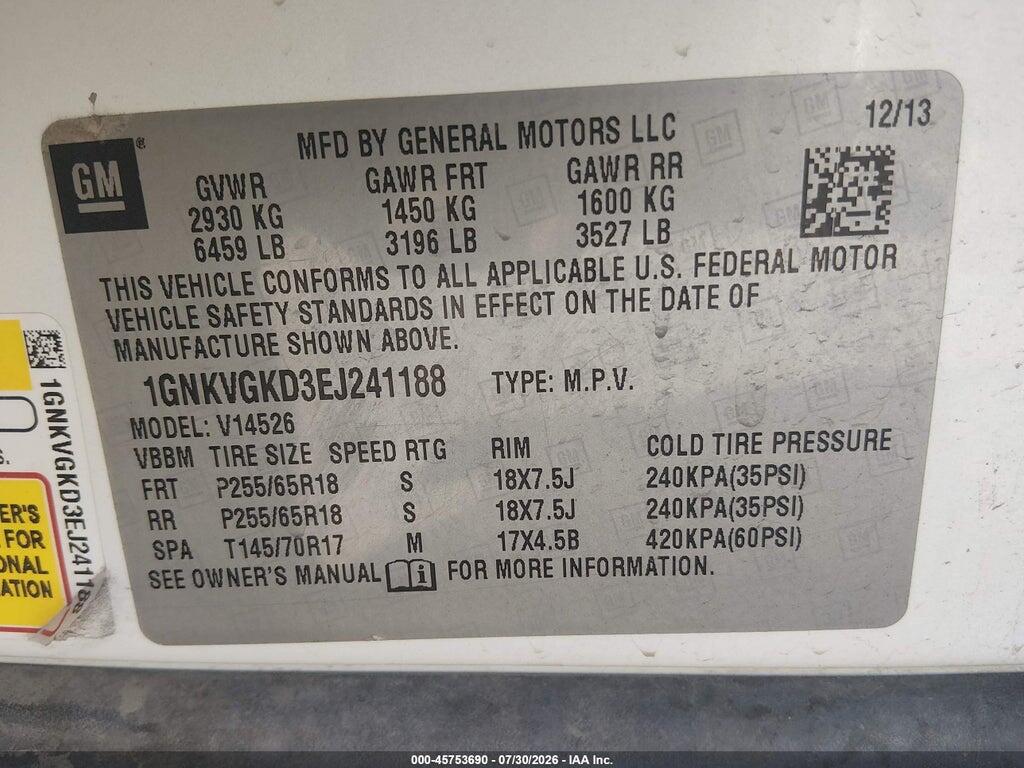 1GNKVGKD3EJ241188 2014 CHEVROLET TRAVERSE photo no. 9