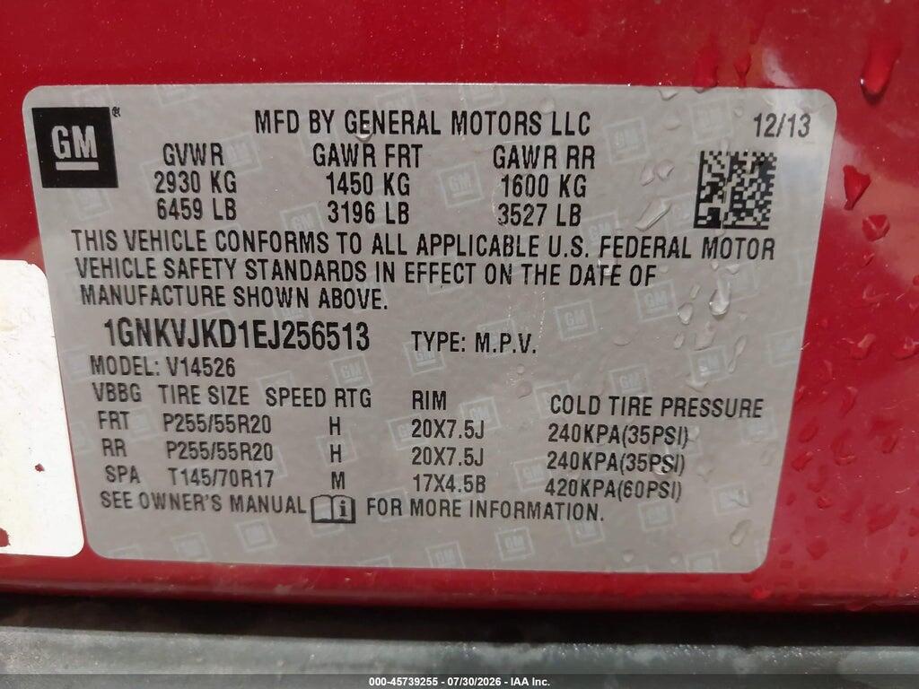 1GNKVJKD1EJ256513 2014 CHEVROLET TRAVERSE photo no. 9