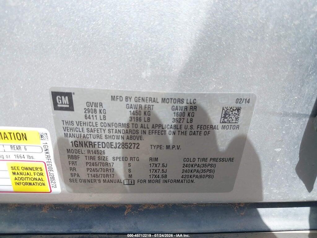 1GNKRFED0EJ285272 2014 CHEVROLET TRAVERSE photo no. 9
