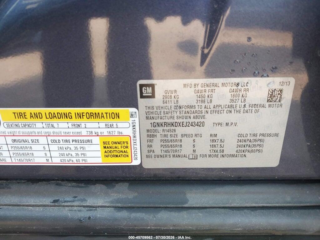 1GNKRHKDXEJ243420 2014 CHEVROLET TRAVERSE photo no. 9