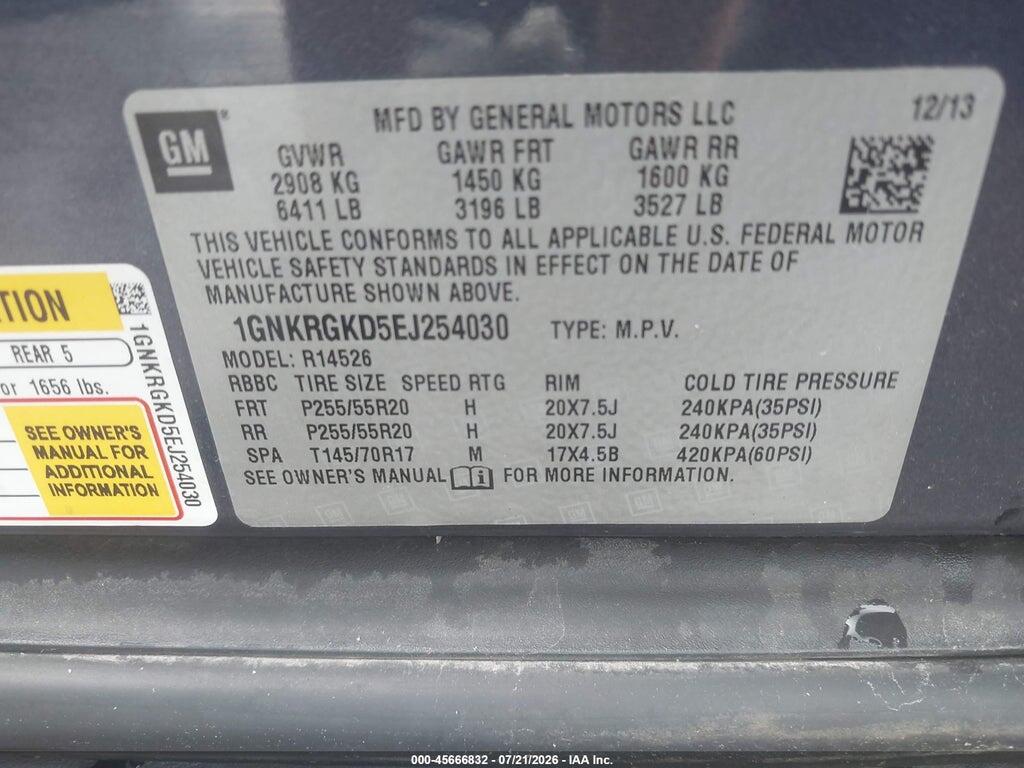 1GNKRGKD5EJ254030 2014 CHEVROLET TRAVERSE photo no. 9