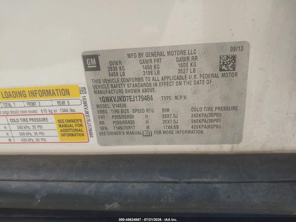 1GNKVJKD7EJ179484 2014 CHEVROLET TRAVERSE photo no. 9