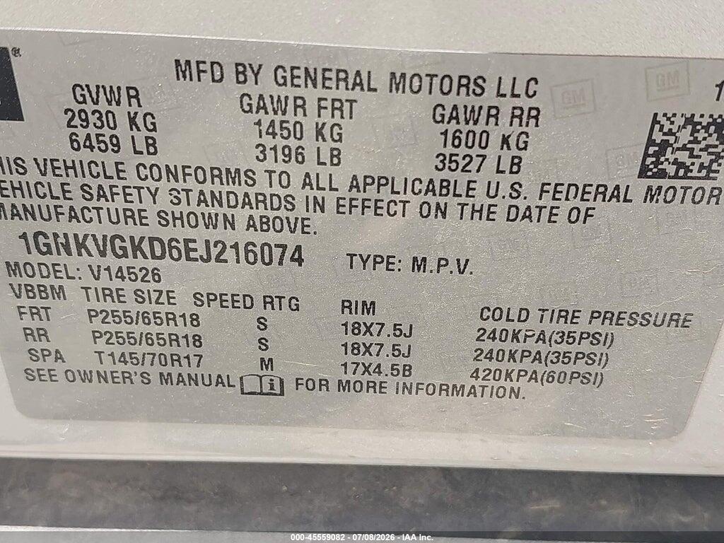 1GNKVGKD6EJ216074 2014 CHEVROLET TRAVERSE photo no. 9