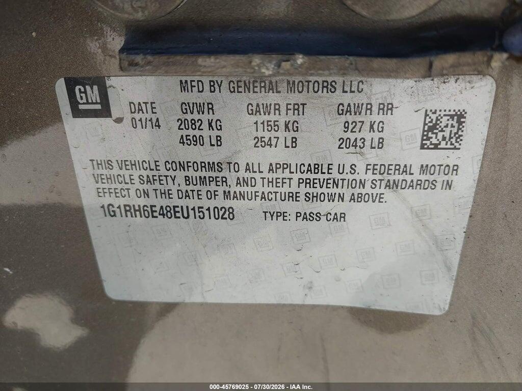 1G1RH6E48EU151028 2014 CHEVROLET VOLT photo no. 9