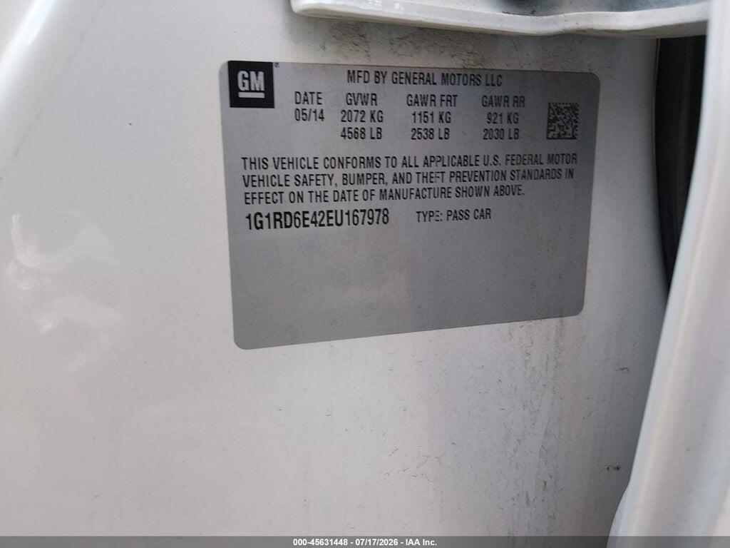 1G1RD6E42EU167978 2014 CHEVROLET VOLT photo no. 9