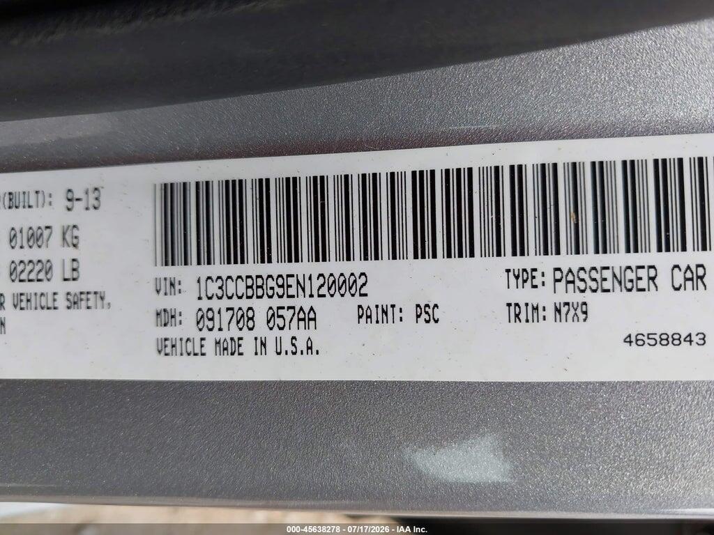 1C3CCBBG9EN120002 2014 CHRYSLER 200 photo no. 9