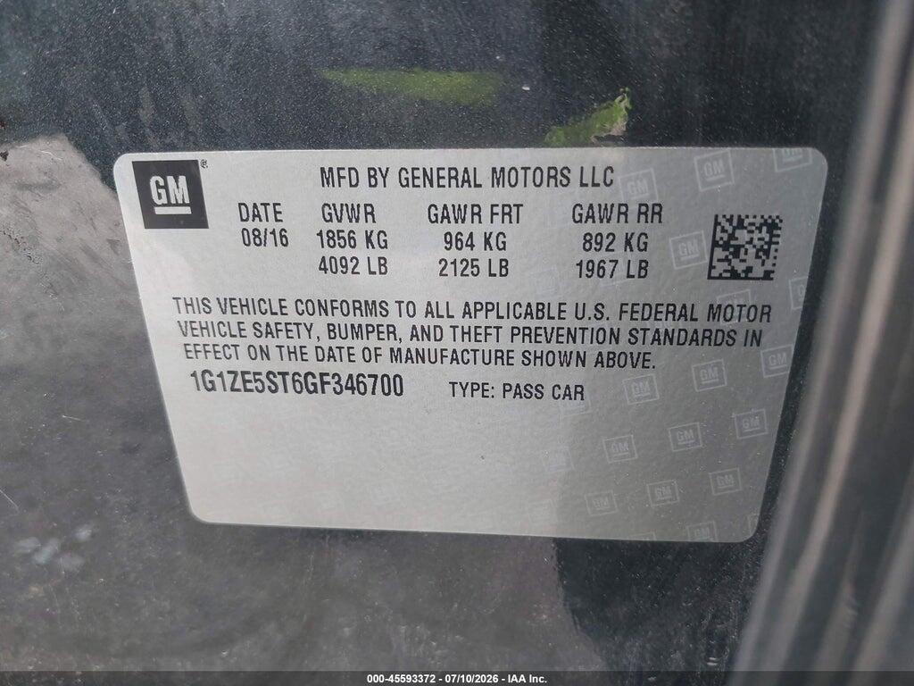 1G1ZE5ST6GF346700 2016 CHEVROLET MALIBU photo no. 9