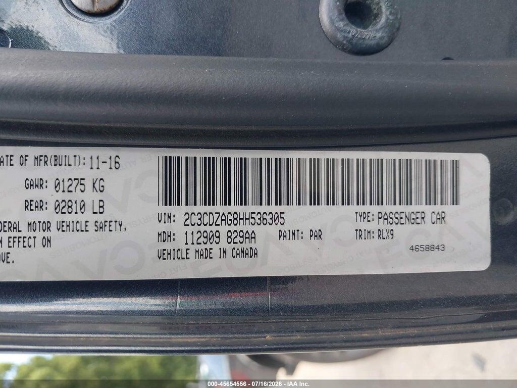 2C3CDZAG8HH536305 2017 DODGE CHALLENGER photo no. 9