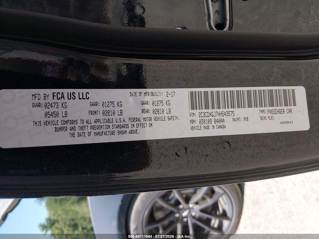 2C3CDXGJ7HH543575 2017 DODGE CHARGER photo no. 9