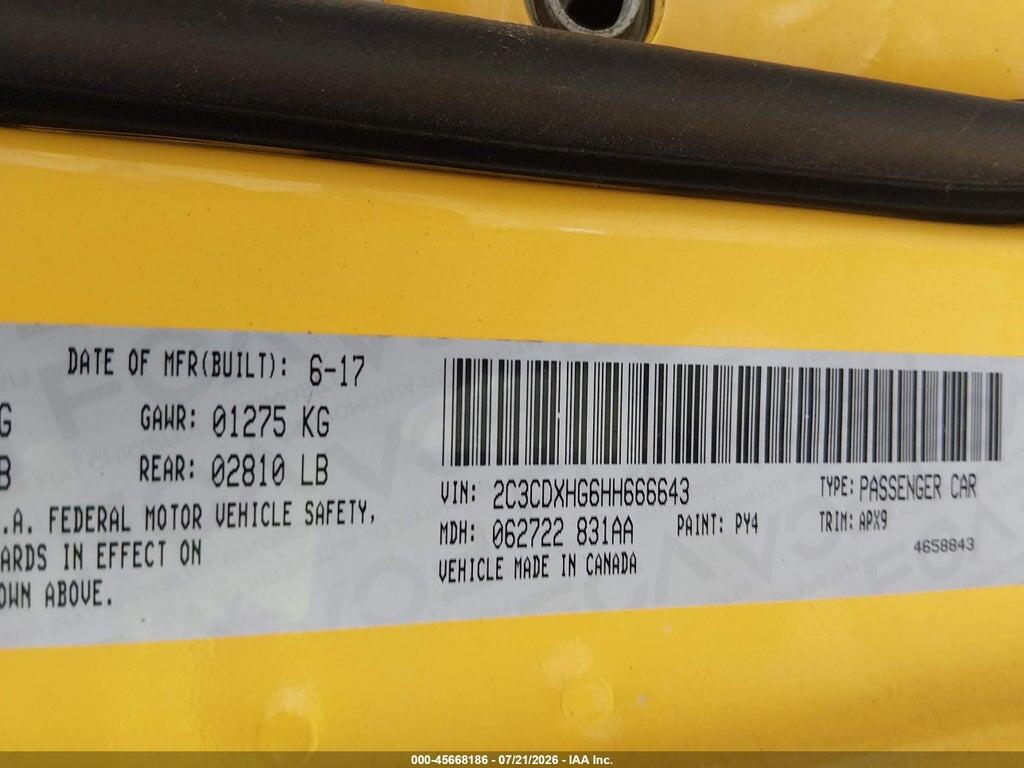 2C3CDXHG6HH666643 2017 DODGE CHARGER photo no. 9