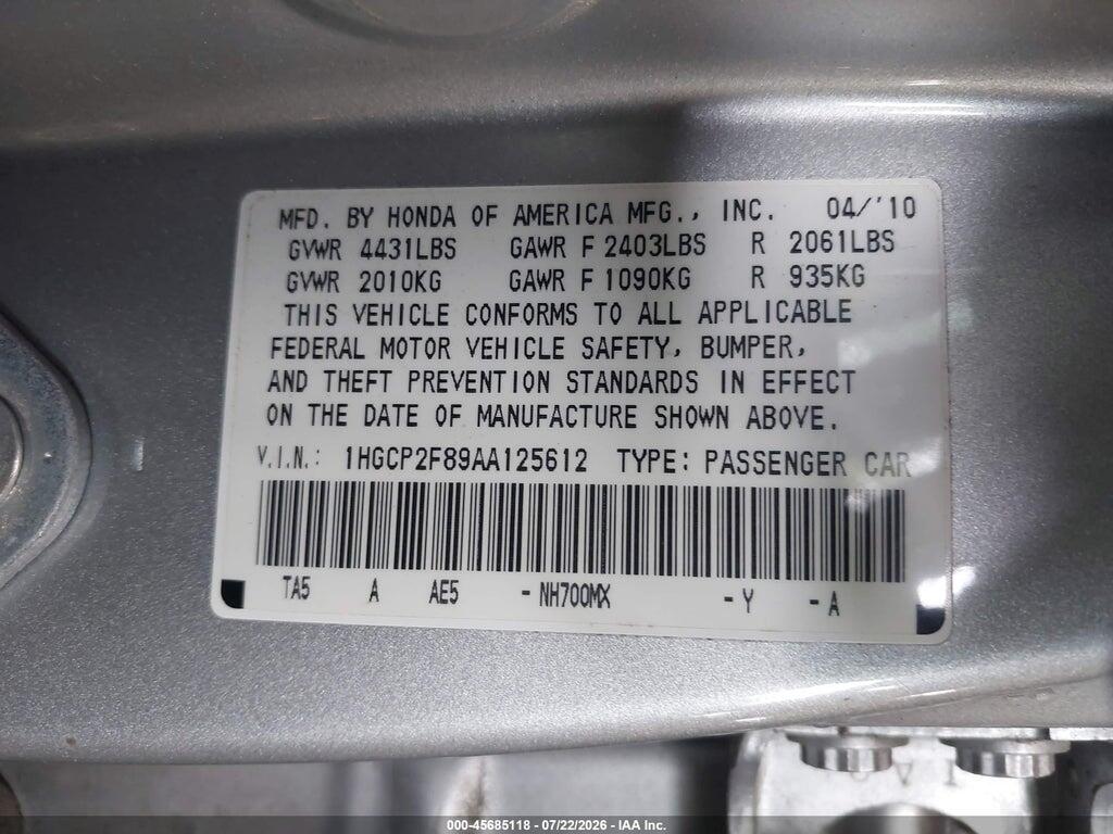 1HGCP2F89AA125612 2010 HONDA ACCORD photo no. 9