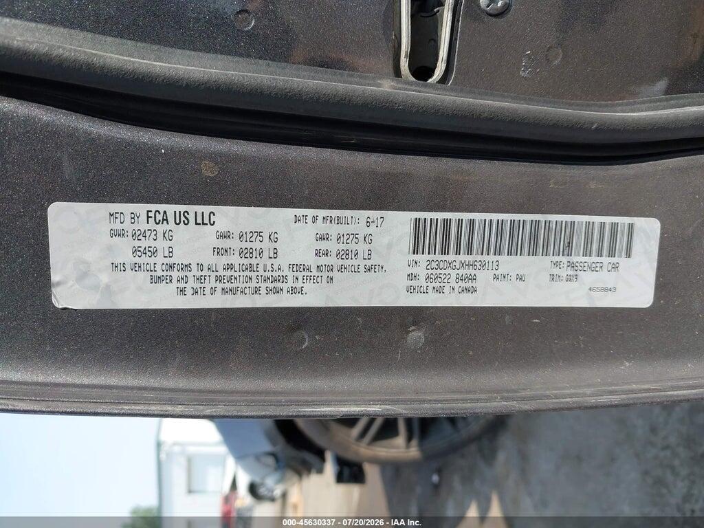 2C3CDXGJXHH630113 2017 DODGE CHARGER photo no. 9