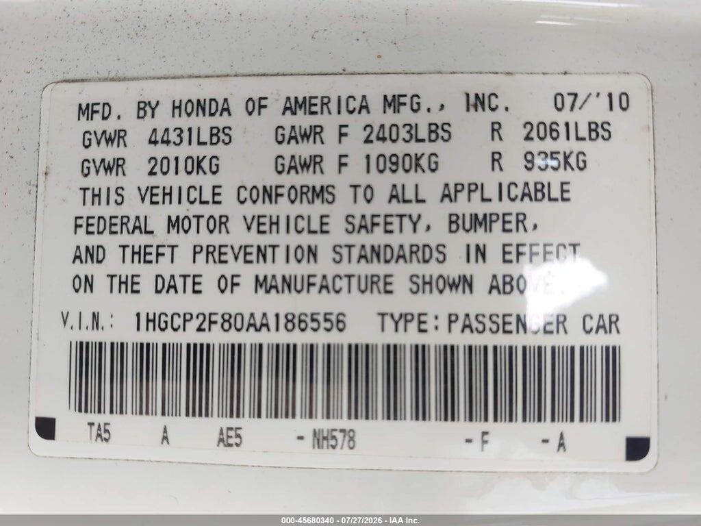 1HGCP2F80AA186556 2010 HONDA ACCORD photo no. 9