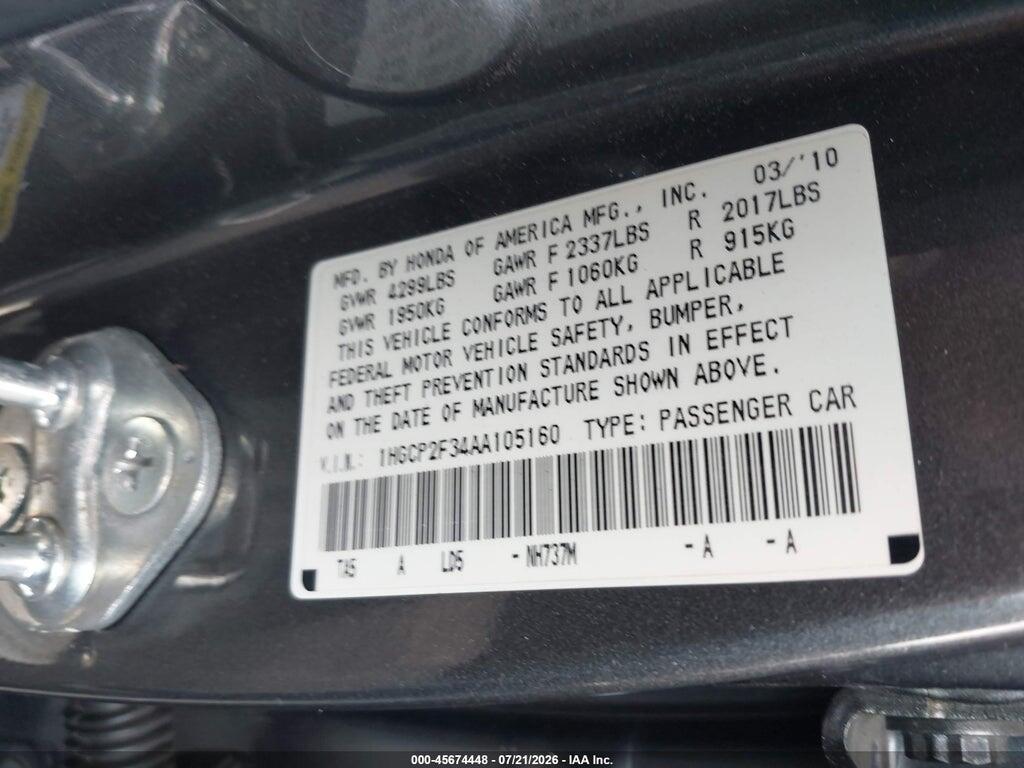 1HGCP2F34AA105160 2010 HONDA ACCORD photo no. 9