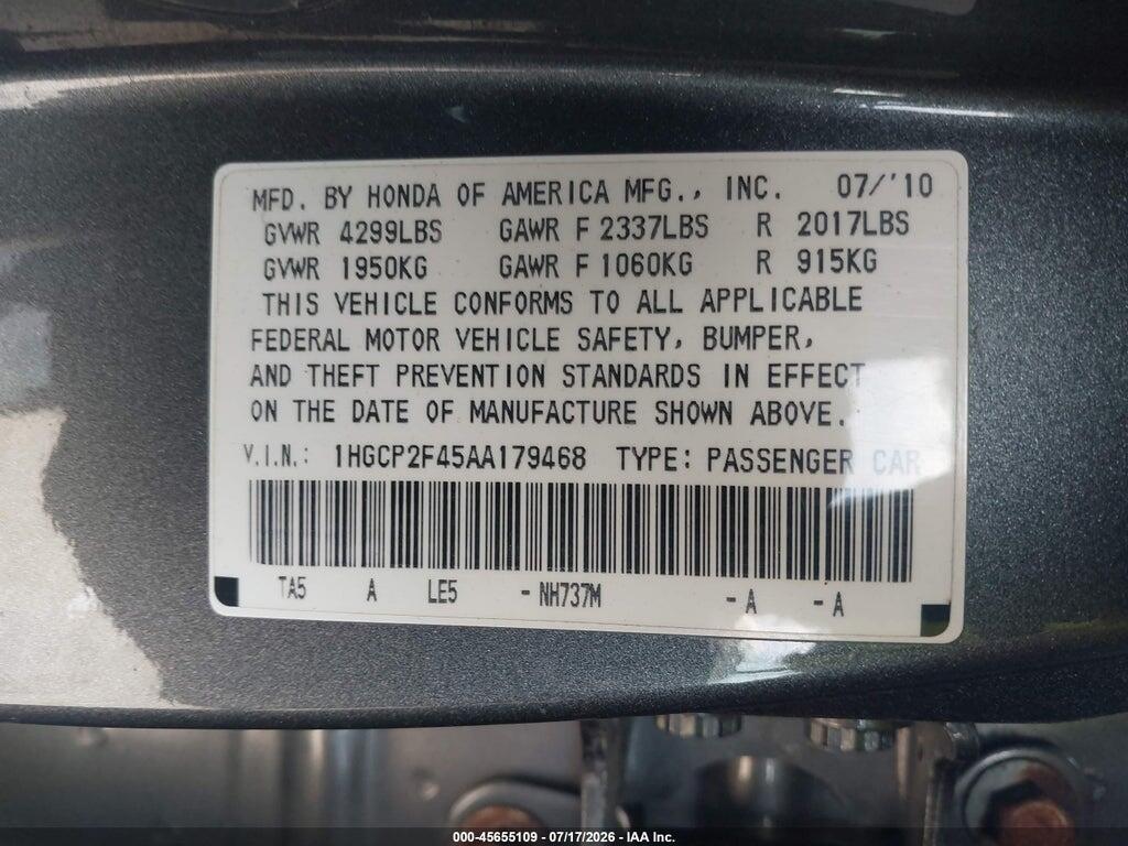 1HGCP2F45AA179468 2010 HONDA ACCORD photo no. 9