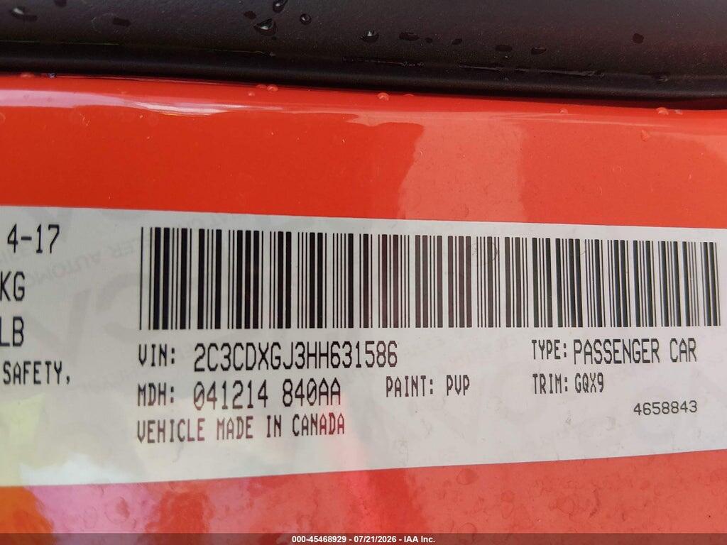 2C3CDXGJ3HH631586 2017 DODGE CHARGER photo no. 9