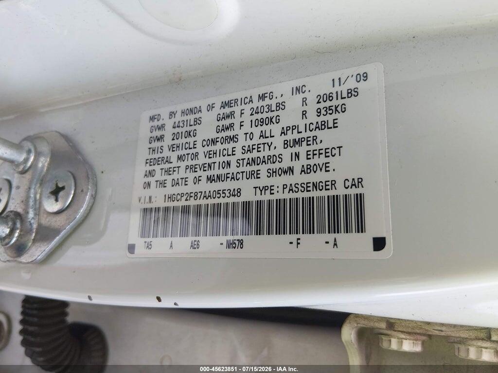 1HGCP2F87AA055348 2010 HONDA ACCORD photo no. 9