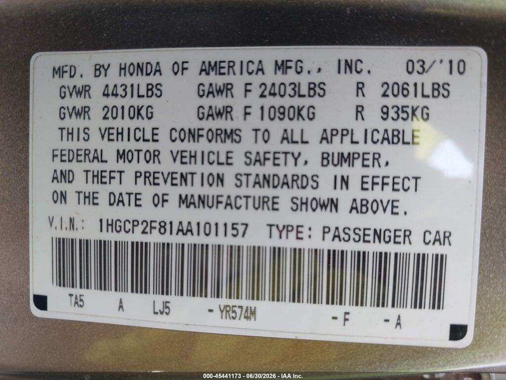 1HGCP2F81AA101157 2010 HONDA ACCORD photo no. 9