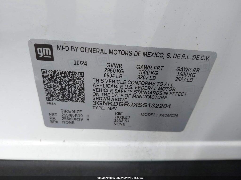 3GNKDGRJXSS132204 2025 CHEVROLET BLAZER EV photo no. 9
