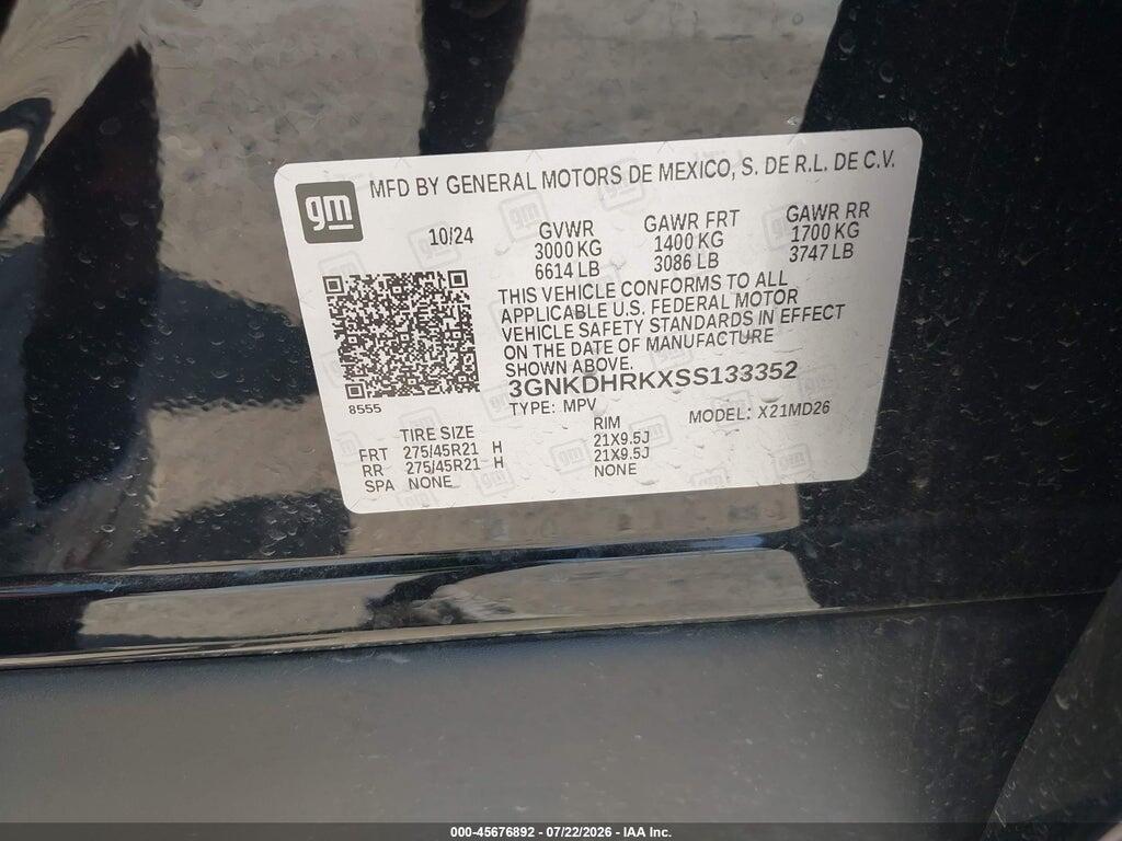 3GNKDHRKXSS133352 2025 CHEVROLET BLAZER EV photo no. 9