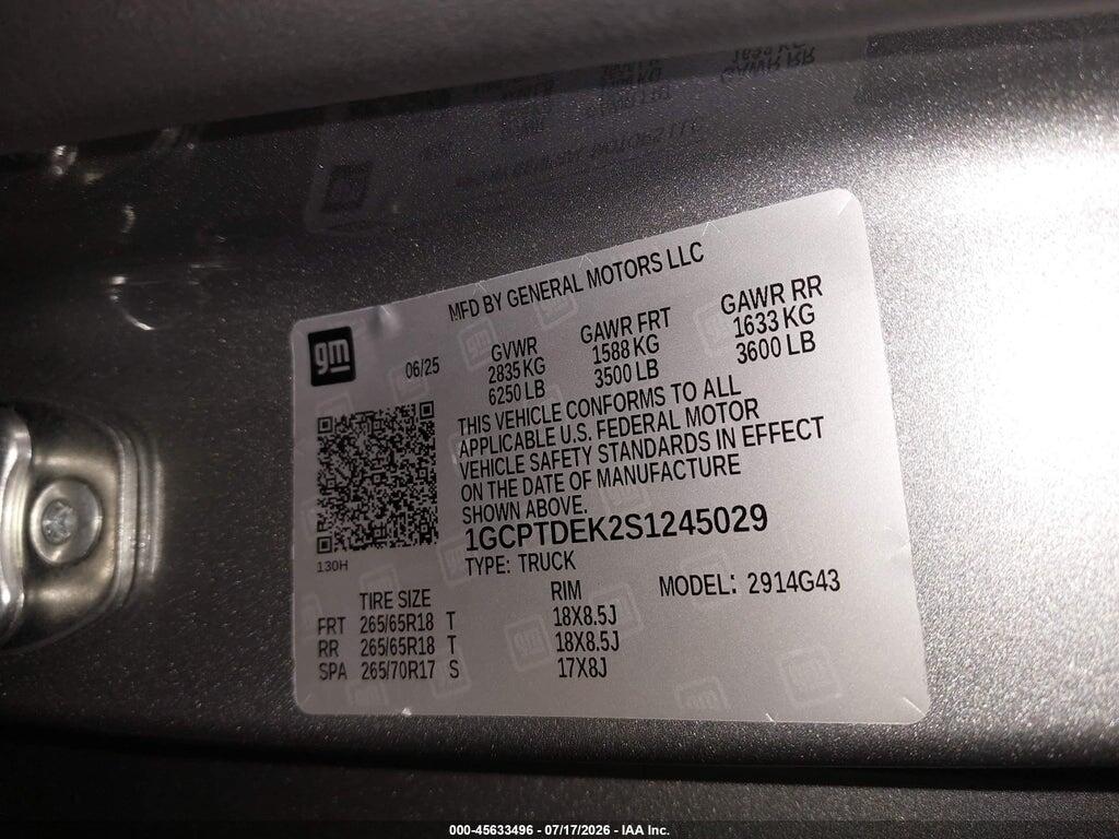 1GCPTDEK2S1245029 2025 CHEVROLET COLORADO photo no. 9