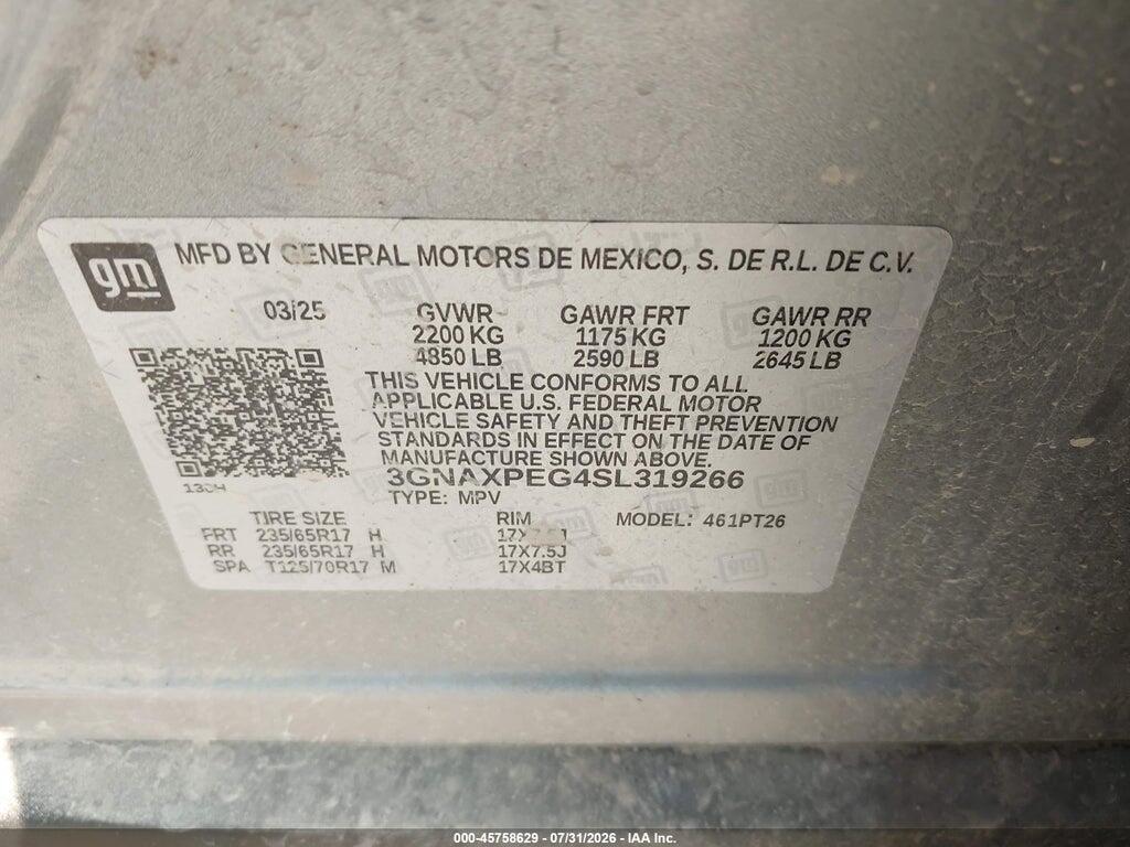 3GNAXPEG4SL319266 2025 CHEVROLET EQUINOX photo no. 9
