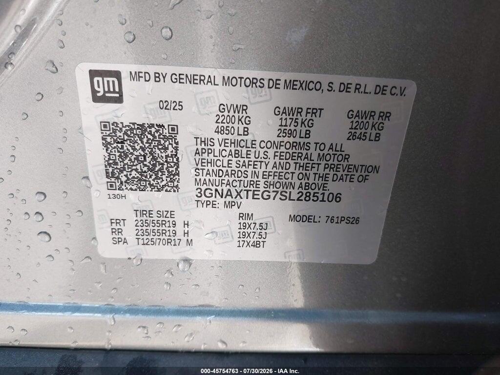 3GNAXTEG7SL285106 2025 CHEVROLET EQUINOX photo no. 9