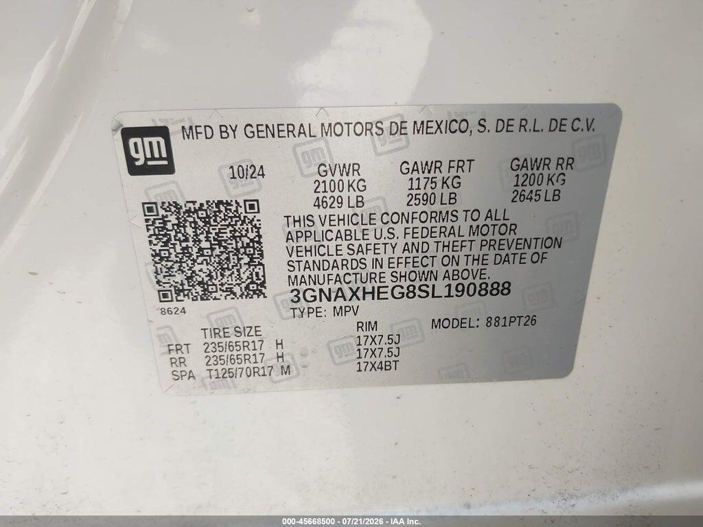 3GNAXHEG8SL190888 2025 CHEVROLET EQUINOX photo no. 9