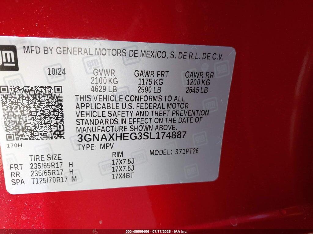 3GNAXHEG3SL174887 2025 CHEVROLET EQUINOX photo no. 9