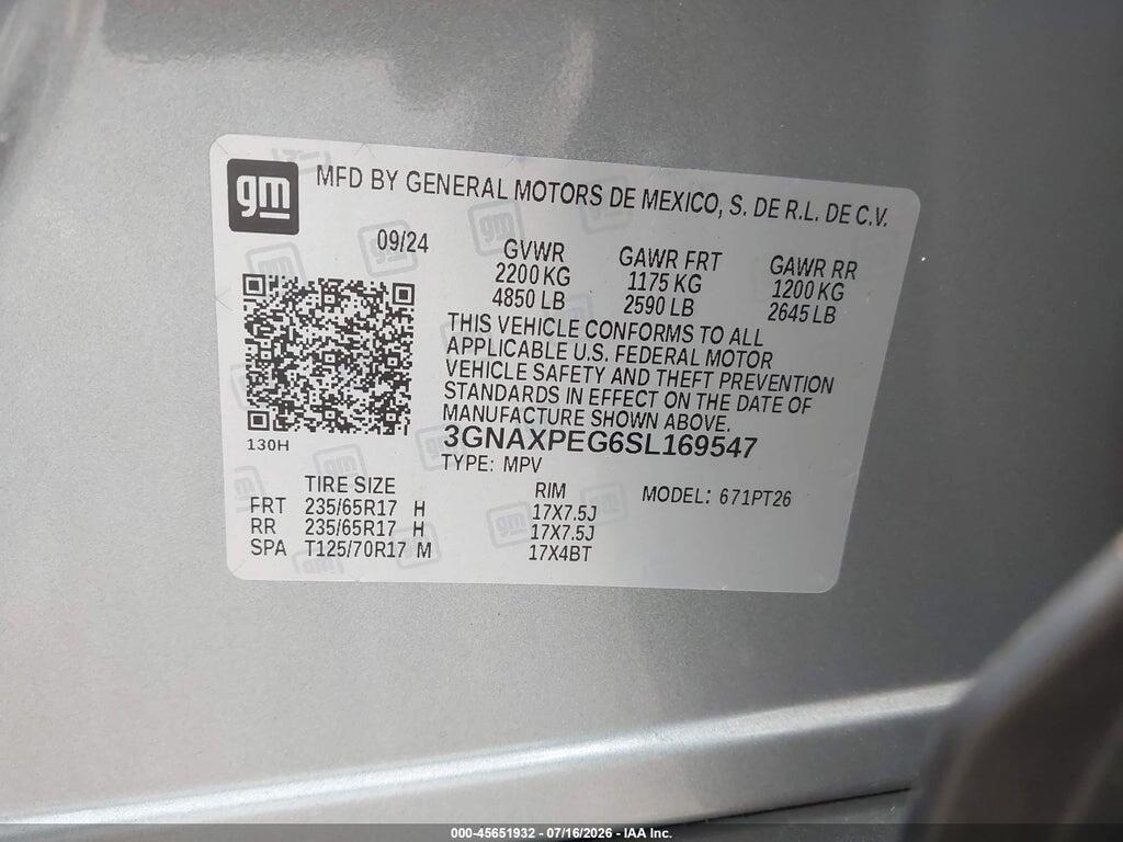 3GNAXPEG6SL169547 2025 CHEVROLET EQUINOX photo no. 9