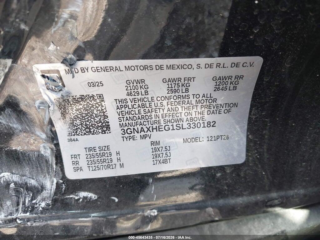 3GNAXHEG1SL330182 2025 CHEVROLET EQUINOX photo no. 9
