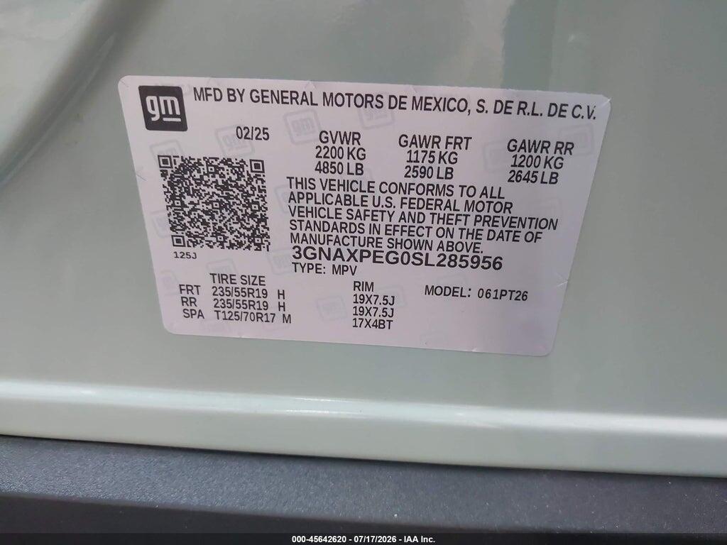 3GNAXPEG0SL285956 2025 CHEVROLET EQUINOX photo no. 9