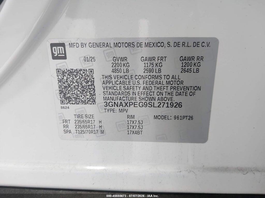 3GNAXPEG9SL271926 2025 CHEVROLET EQUINOX photo no. 9