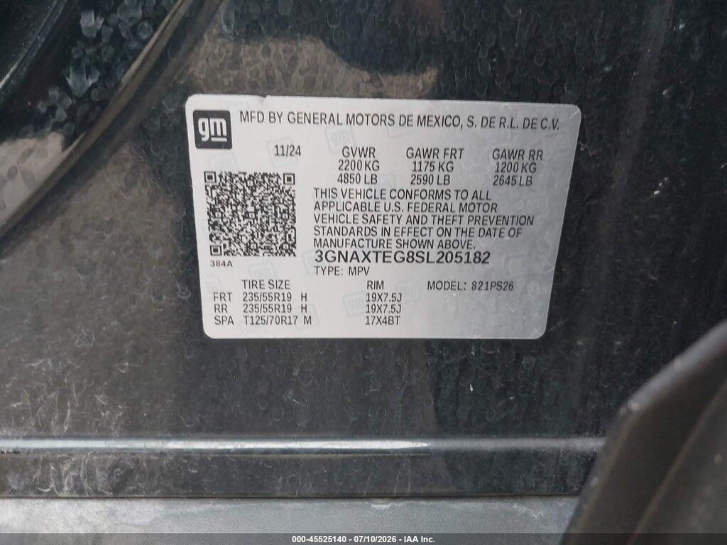 3GNAXTEG8SL205182 2025 CHEVROLET EQUINOX photo no. 9
