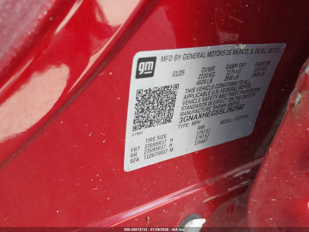 3GNAXHEG5SL262582 2025 CHEVROLET EQUINOX photo no. 9