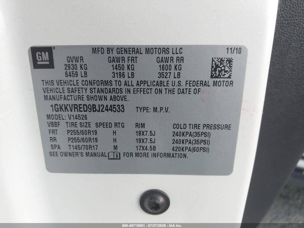 1GKKVRED9BJ244533 2011 GMC ACADIA photo no. 9