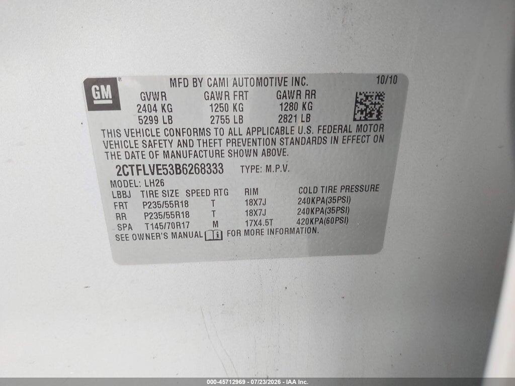 2CTFLVE53B6268333 2011 GMC TERRAIN photo no. 9