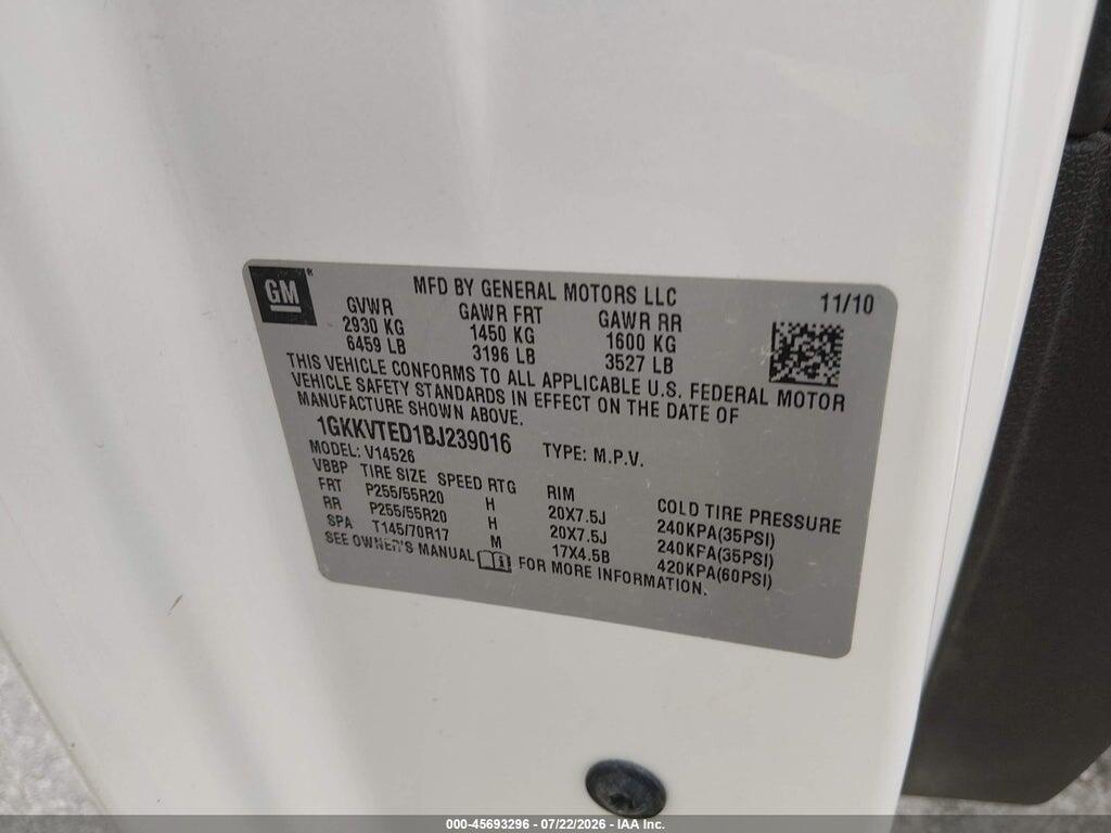 1GKKVTED1BJ239016 2011 GMC ACADIA photo no. 9