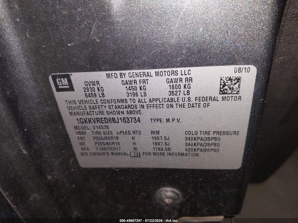 1GKKVRED8BJ163734 2011 GMC ACADIA photo no. 9