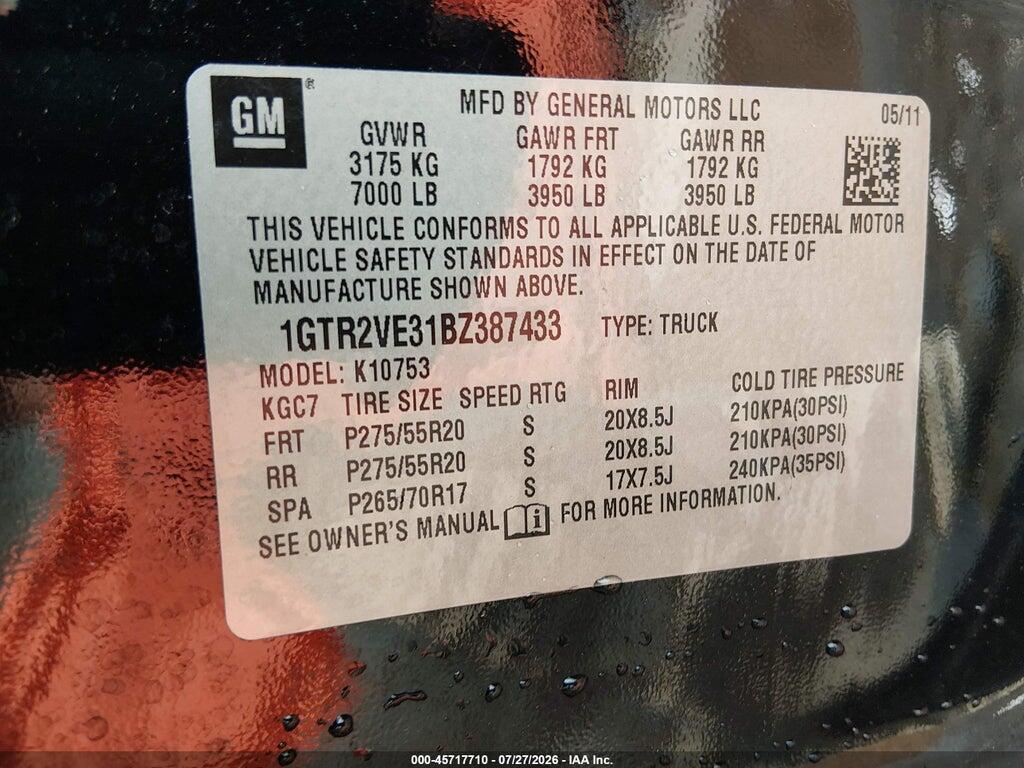 1GTR2VE31BZ387433 2011 GMC SIERRA 1500 photo no. 9