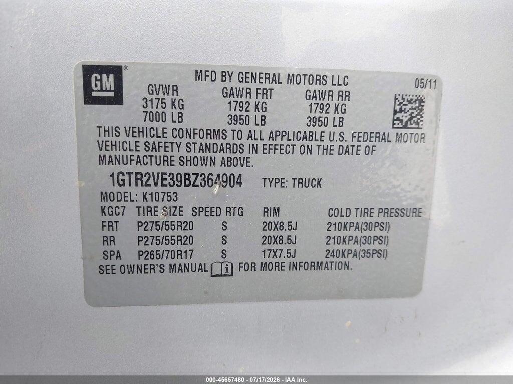 1GTR2VE39BZ364904 2011 GMC SIERRA 1500 photo no. 9