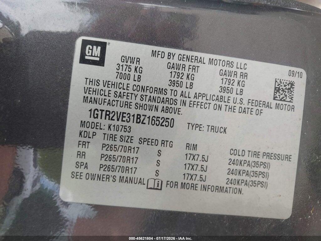 1GTR2VE31BZ165250 2011 GMC SIERRA 1500 photo no. 9