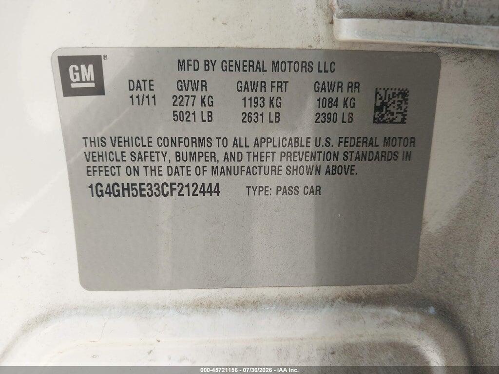 1G4GH5E33CF212444 2012 BUICK LACROSSE photo no. 9