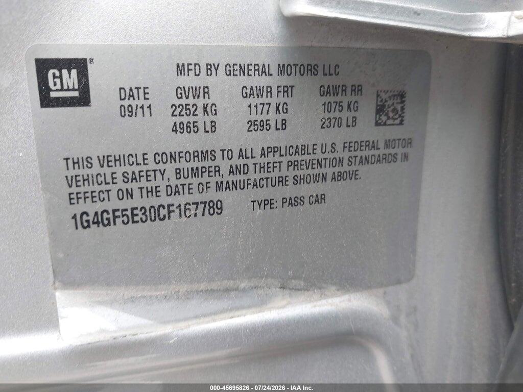 1G4GF5E30CF167789 2012 BUICK LACROSSE photo no. 9