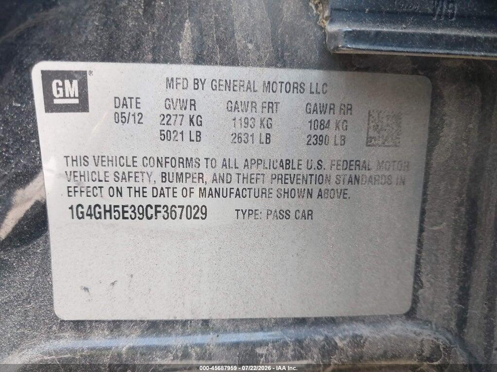 1G4GH5E39CF367029 2012 BUICK LACROSSE photo no. 9