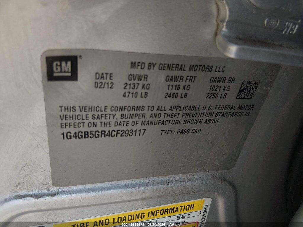 1G4GB5GR4CF293117 2012 BUICK LACROSSE photo no. 9