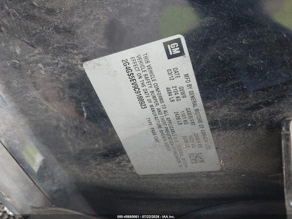 2G4GS5EV9C9188923 2012 BUICK REGAL photo no. 9